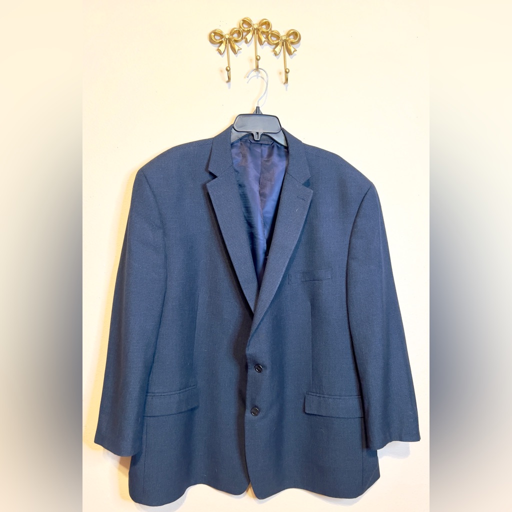 Andrew Fezza Charcoal/Blue Houndstooth Textured Blazer
